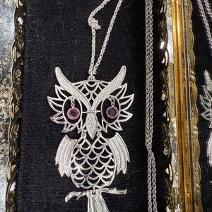 Silver Owl Pendant Necklace